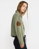 RVCA Womens Reserve Long Sleeve Overshirt - Olive