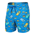Saxx Mens Oh Buoy Stretch Volley 5" Swim Short - Beer Olympics - Racer Blue