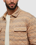 Tentree Men's Quilted Colville Shacket - Camel Heather Geo Mountain