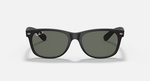 Ray-Ban New Wayfarer Sunglasses - Rubber Black W/ Green Polar