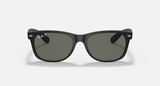 Ray-Ban New Wayfarer Sunglasses - Rubber Black W/ Green Polar