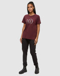 Tentree Women's Fernleaf Ten T-Shirt - Deep Burgundy / Brushed Nickel
