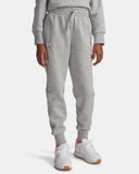 Under Armour Girls' UA Rival Fleece Joggers - Mod Gray Light Heather / White - 012