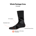 Saxx Mens Whole Package Crew Socks - Supersize Camo/Black