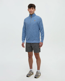 Tentree Mens Powell Slub Cotton Quart Zip Sweater - Lakeside / Timber Flash Stripe