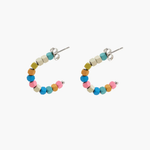 Pura Vida Bahama Bead Hoop Earrings ~ Silver