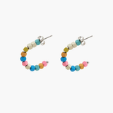 Pura Vida Bahama Bead Hoop Earrings ~ Silver