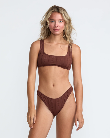 RVCA Womens Sweetness Medium French Bikini Bottoms - Mocha