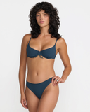 RVCA Womens Flat Rib Underwire Bikini Top - Blue Slate