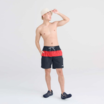 Saxx Mens Oh Buoy Stretch Volley 7" Swim Short - India Ink - Hibiscus