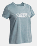 Under Armour Girls' UA Tech™ Twist Wordmark Logo SS Tee - Boundless Blue / White - 466
