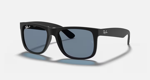 Ray-Ban Justin Sunglasses - Rubber Black W/ Dark Blue Polar