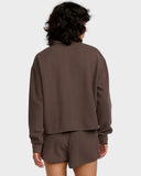 RVCA Womens Glory Wallfe Half Zip Crew - Brown Bear