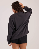Volcom Women's Lived In Fleece Henley - Vintage Black