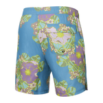 Saxx Mens Oh Buoy Stretch Volley 7" Swim Short - Big Bloom - Washed Blue