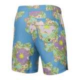 Saxx Mens Oh Buoy Stretch Volley 7" Swim Short - Big Bloom - Washed Blue
