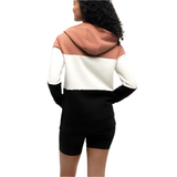 Tentree Women's Blocked Banshee TreeFleece Hoodie - Clay Tile/Undyed/Meteorite Black