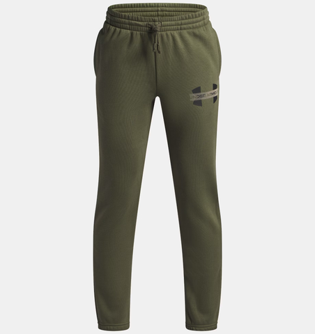 Under Armour Boys' UA Rival Fleece Colourblock Graphic Jogger - Marine OD Green / Timberwolf Taupe - 390