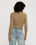 RVCA Womens Bond Stripe long Sleeve Sweater - Sand Dune
