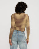 RVCA Womens Bond Stripe long Sleeve Sweater - Sand Dune