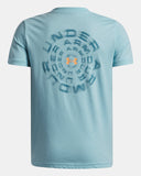 Under Armour Boys' UA Wordmark Blur SS Tee - Blue Haze / Orange Bloc - 425