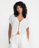 RVCA Womens Vista Tie Front Coverup Top - Cloud