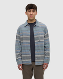 Tentree Mens Thompson Relaxed Brushed Cotton Overshirt Shacket - Graphite Multi Stripe