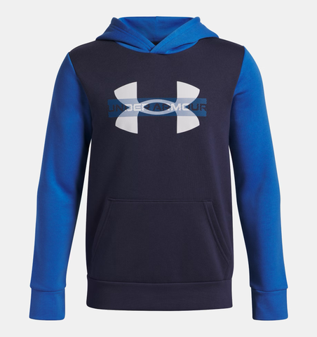 Under Armour Boys' Rival Fleece Colourblock Graphic Hoodie - Blue Atlantis / Washed Navy - 402