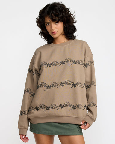 RVCA Womens KSL Boyfriend Crew - Desert Taupe