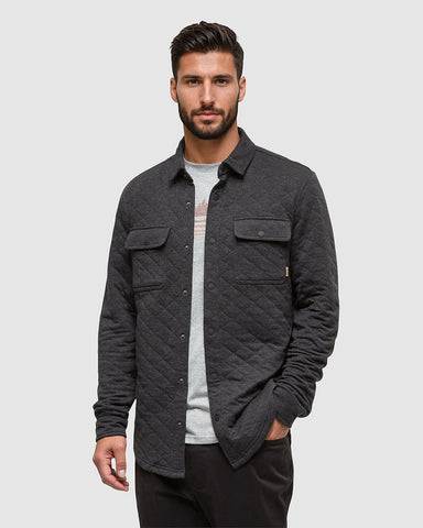 Tentree Men's Quilted Colville Shacket - Meteorite Black Heather