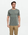 Tentree Mens Baker Henley Basic Shortsleeve Button T-Shirt - Agave Green