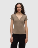 Tentree Women's Pinewood Soft Fine Rib Cotton T-Shirt - Clay