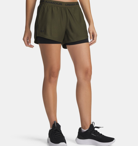 Under Armour Women's UA Tech Play Up 2-in-1 Shorts - Expedition Green / Black - 308