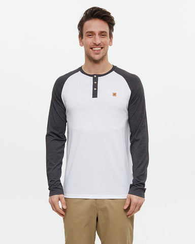 Tentree Mens Baker TreeBlend Classic Longsleeve - White Meteorite Black Heather