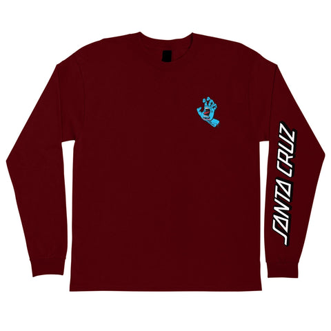 Santa Cruz Mens Screaming Hand Longsleeve T-Shirt - Burgundy