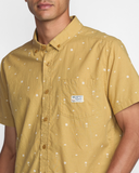 RVCA Mens Exotica Seersucker SS Shirt - Ochre