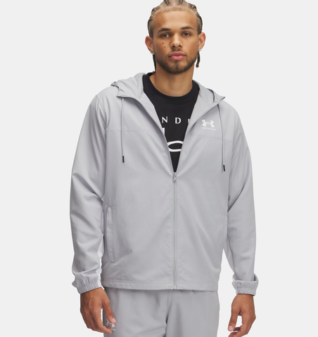 Under Armour Men's UA Rival Woven Windbreaker - Mod Gray / White - 011
