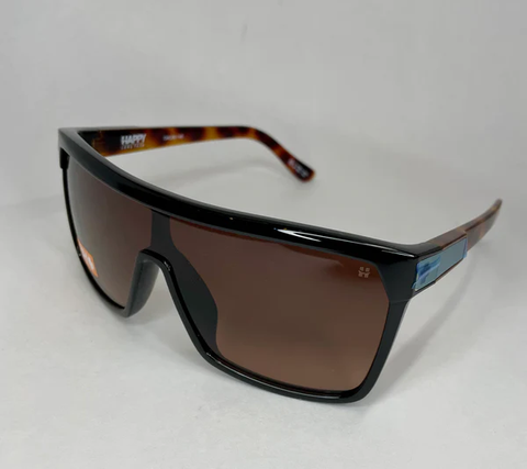 Spy Flynn Sunglasses - Black/Honey Tort - Happy Dark Brown Fade