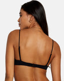 RVCA Womens Solid Shirred V-Wire Bralette Bikini Top