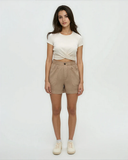 Tentree Women's Cascades Relaxed High Rise Pull-On Shorts - Khaki