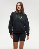Tentree Womens Restoration Woodblock Eco-Friendly Drawcord Graphic Hoodie - Meteorite Black Lime Green