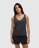 Tentree Womens Kinney TreeBlend Double V-Neck Tank - Meteorite Black