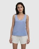 Tentree Womens Kinney TreeBlend Double V-Neck Tank - Lakeside Blue Heather