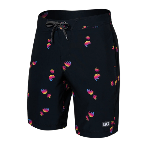 Saxx Mens Betawave 9" Swim Shorts -  Sunset Waves - Black