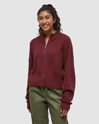 Tentree Women's Vista Sweater - Deep Burgundy Heather