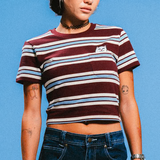 Ripndip Women's Cropped Baby Pocket Tee Lord Nermal - Brown Stripes