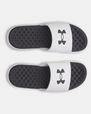 Under Armour Mens UA Ignite Pro 8 Fixed Strap Men's Slides - White / Black - 100