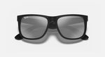 Ray-Ban Justin Sunglasses - Rubber Black W/ Grey Mirror Silver