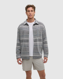 Tentree Mens Thompson Relaxed Brushed Cotton Overshirt Shacket - Meteorite Black Multi Stripe