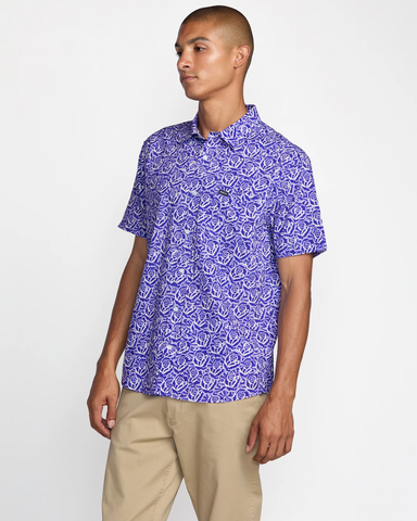 RVCA Mens Barba Roses SS Shirt - Light Blue